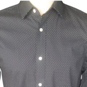 Old Navy SZ S Cotton Slim Fit Black with White Polka Dots Men's Button Up Shirt